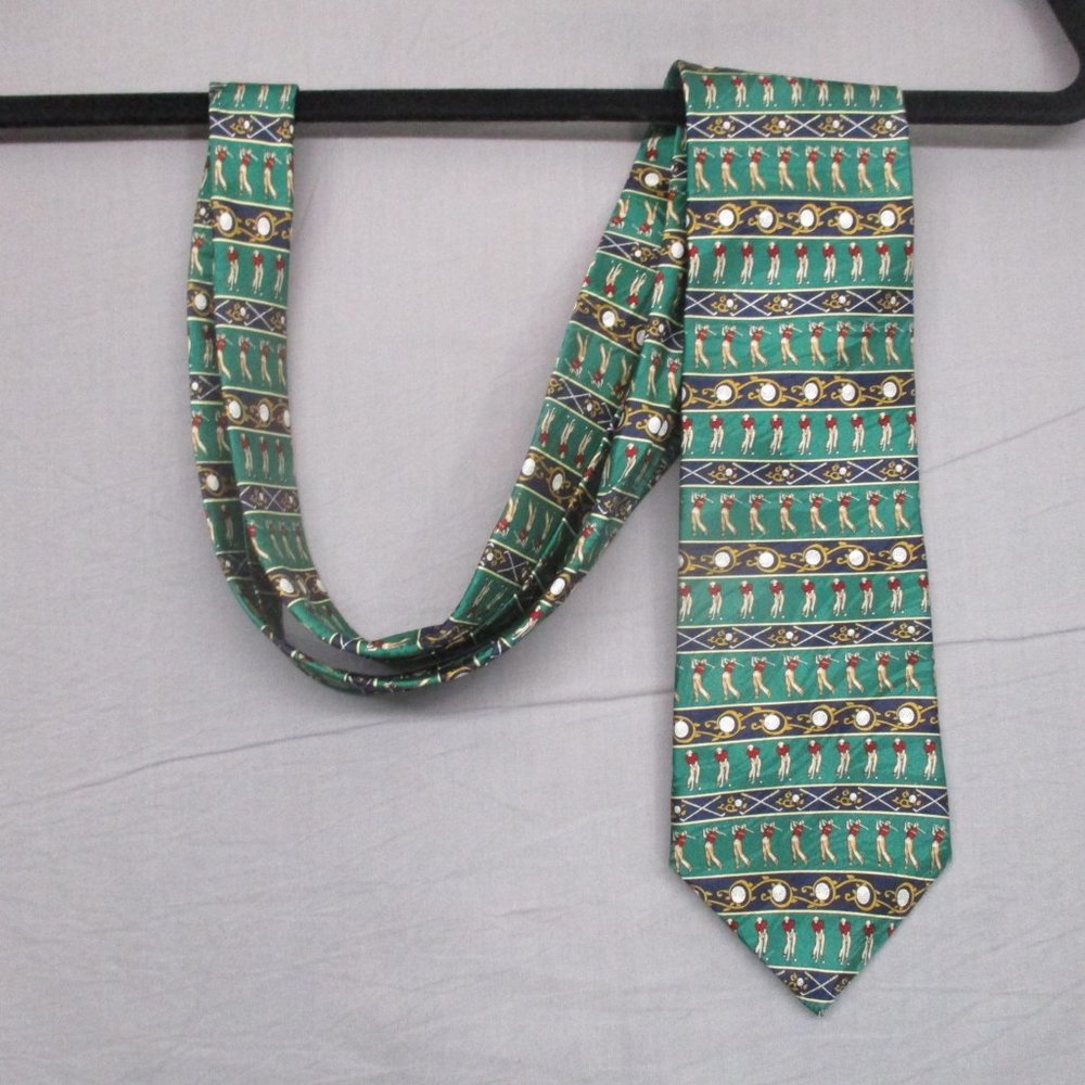 Museum Artifacts 100% Silk Golf Tie Green Men Size | O/S